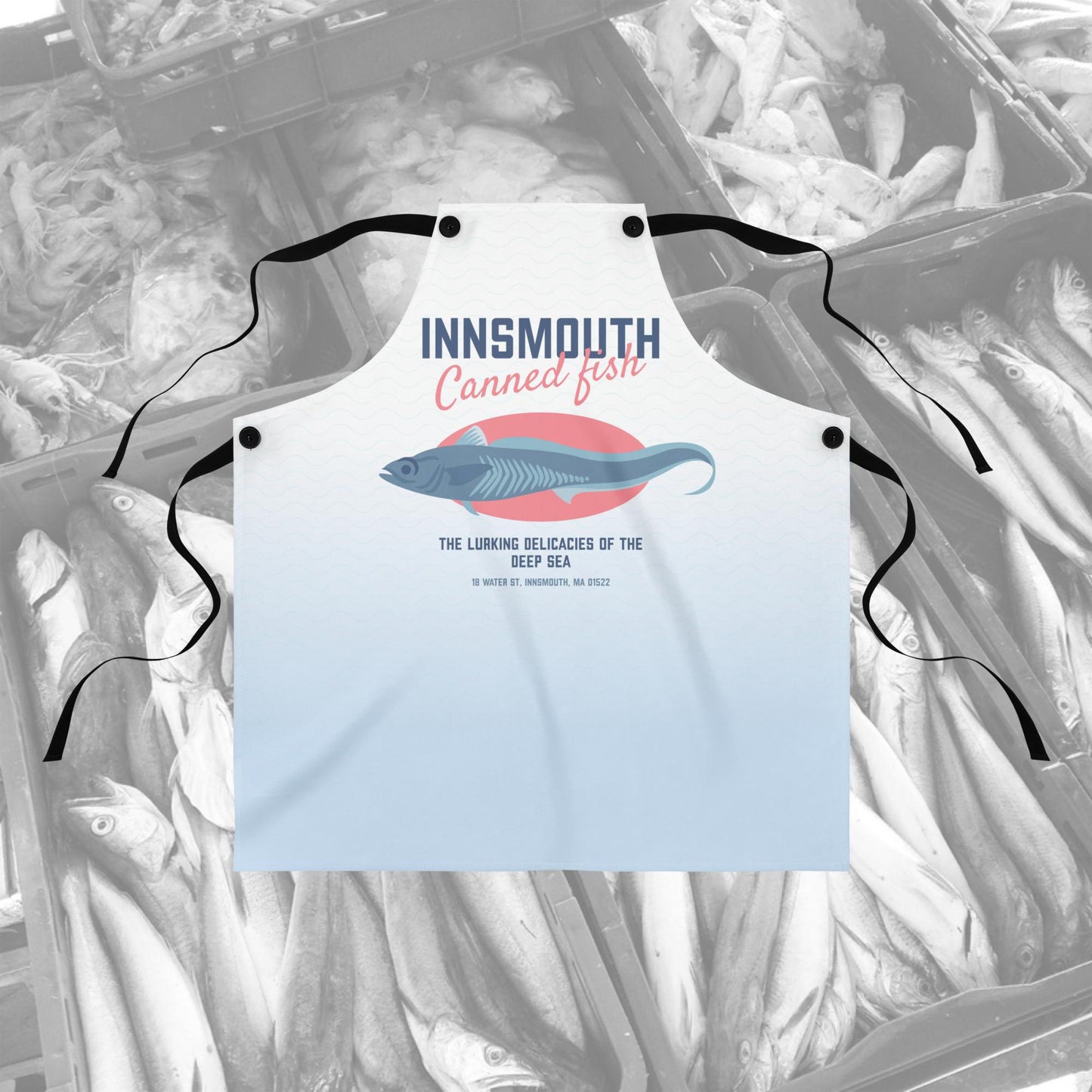 Delantal lovecraftiano de pescado enlatado de Innsmouth