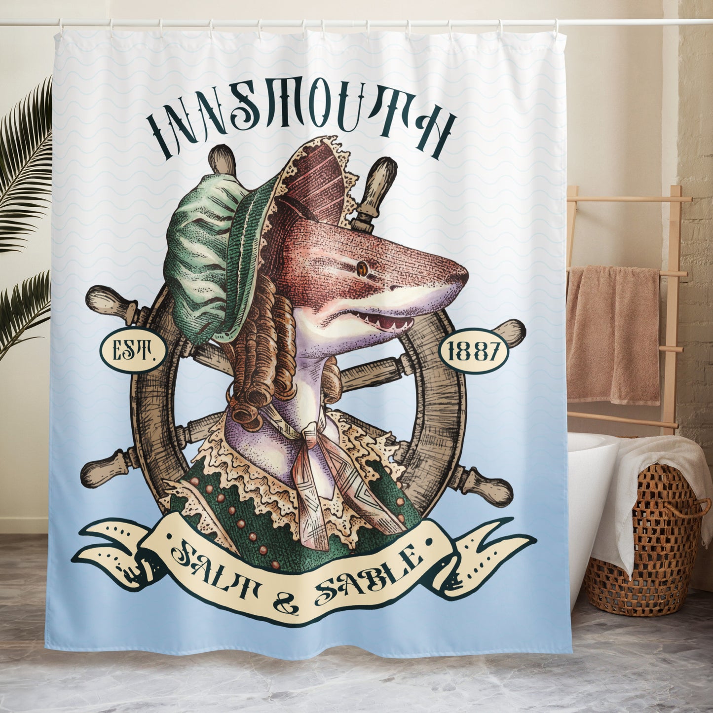 Innsmouth Salt & Sable – Duschvorhang „Shark Lady“
