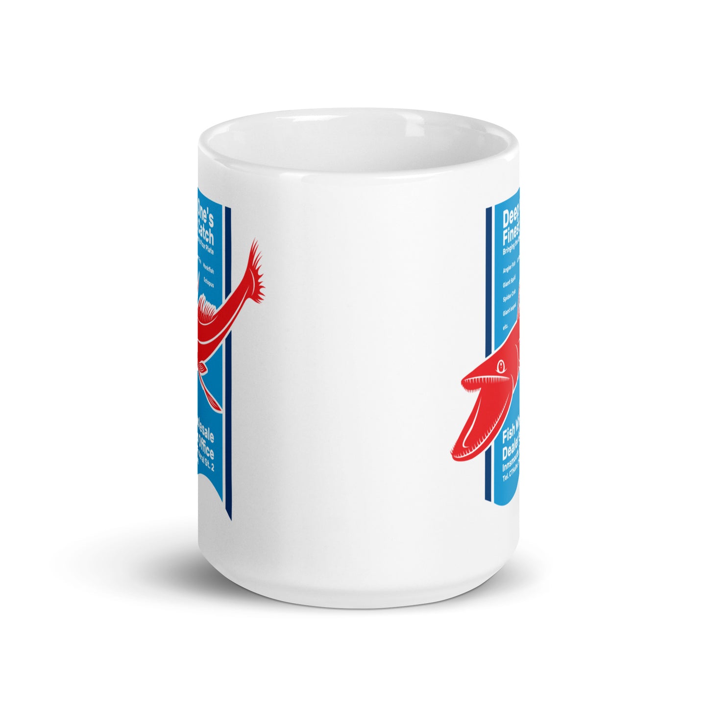 Deep One's Finest Catch Innsmouth Fischgroßhändler Weiß glänzende Tasse