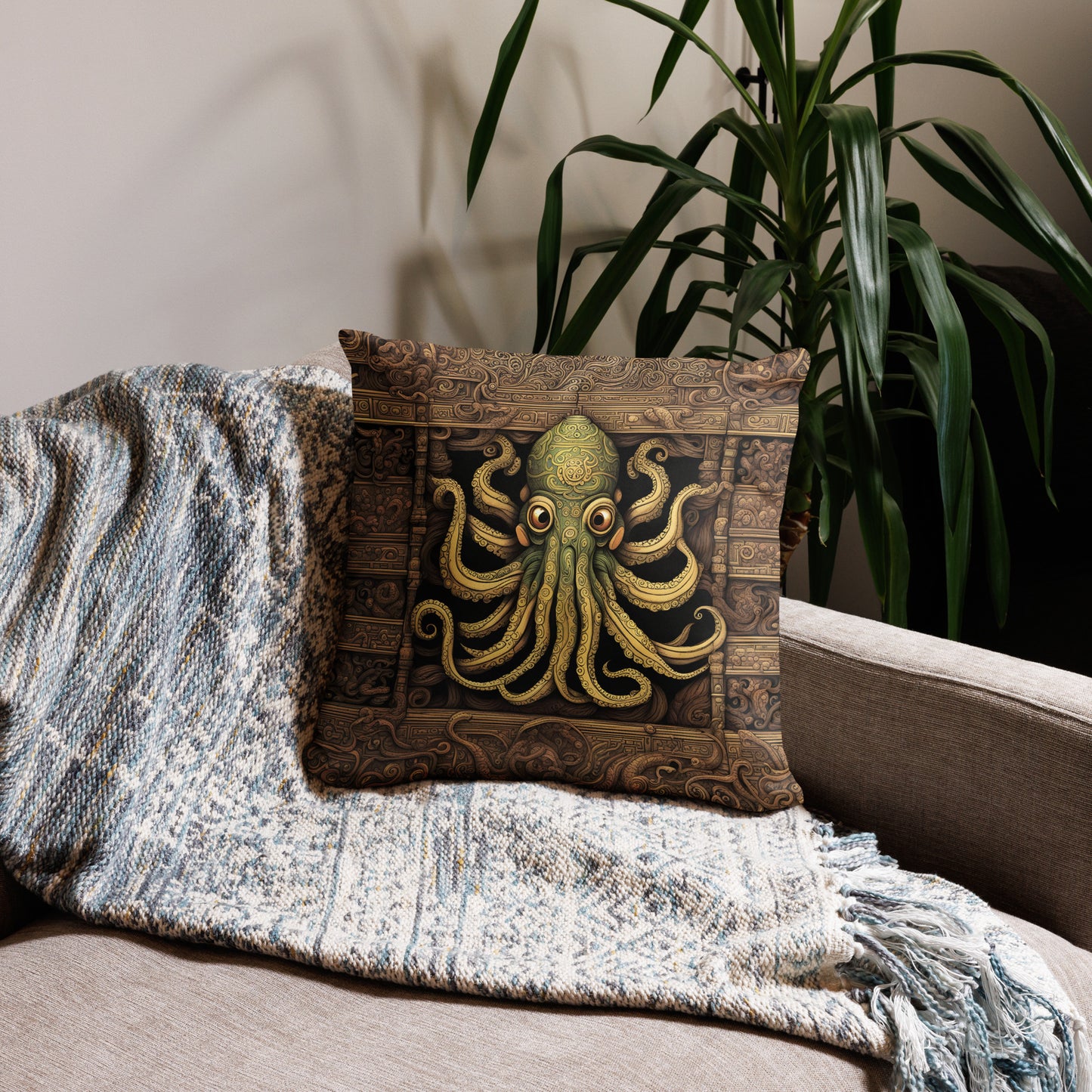 Cthulhu Mesoamerican Codex Pillow Case