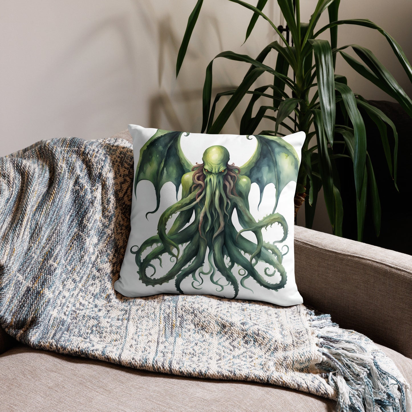 Cthulhu Watercolor Painting Pillow Case