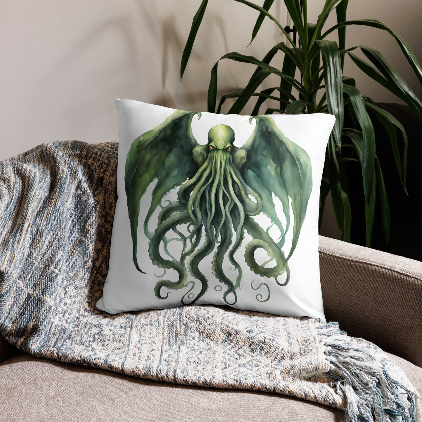 Cthulhu Watercolor Painting Pillow Case