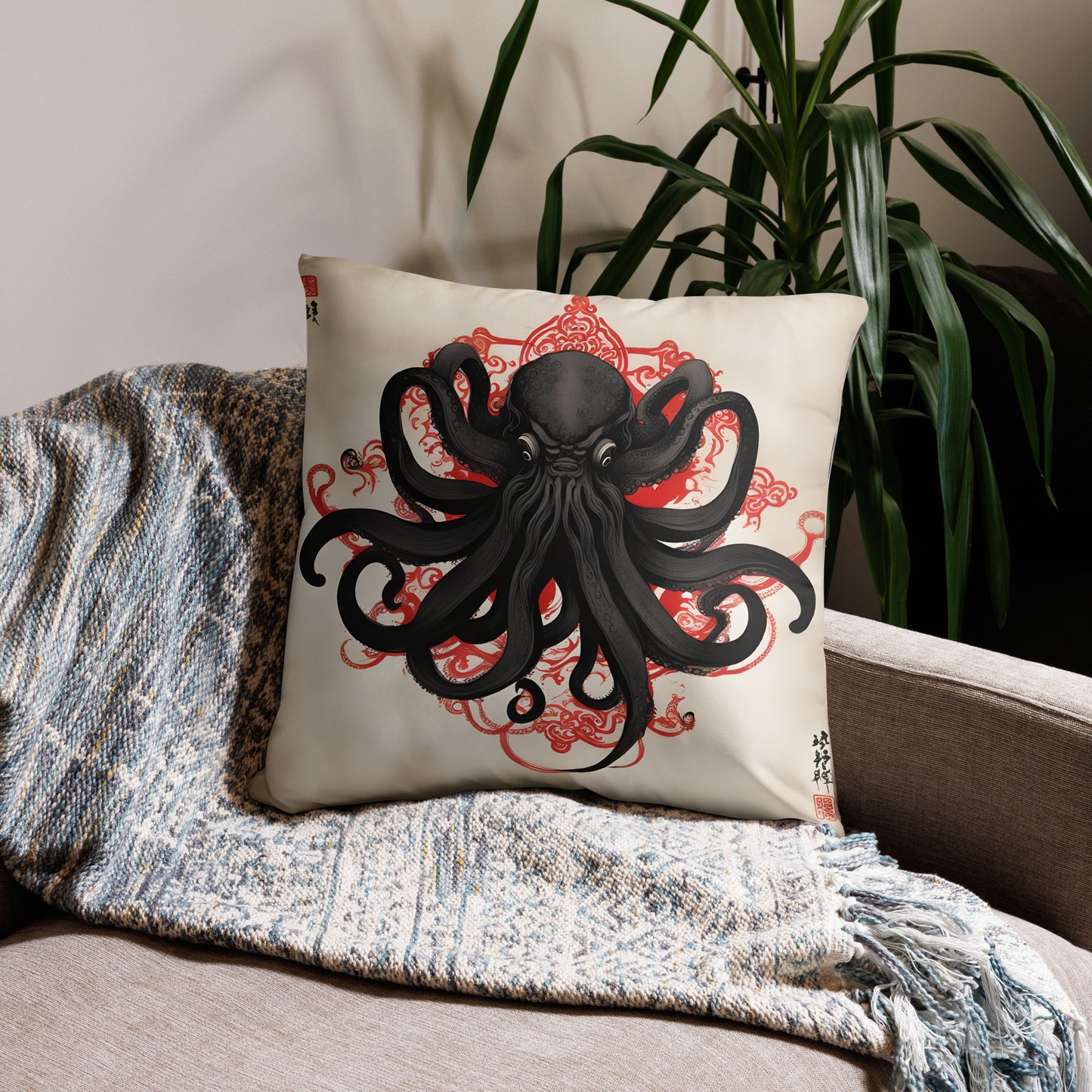 Cthulhu Asian Ink Painting Pillow Case