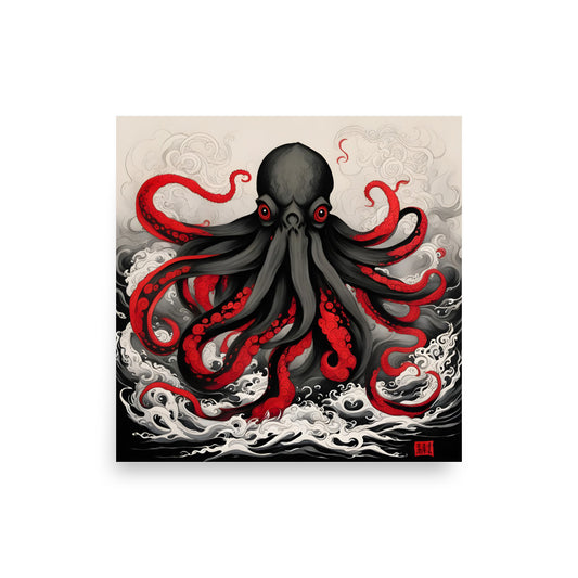 Pintura de tinta asiática de Cthulhu Póster