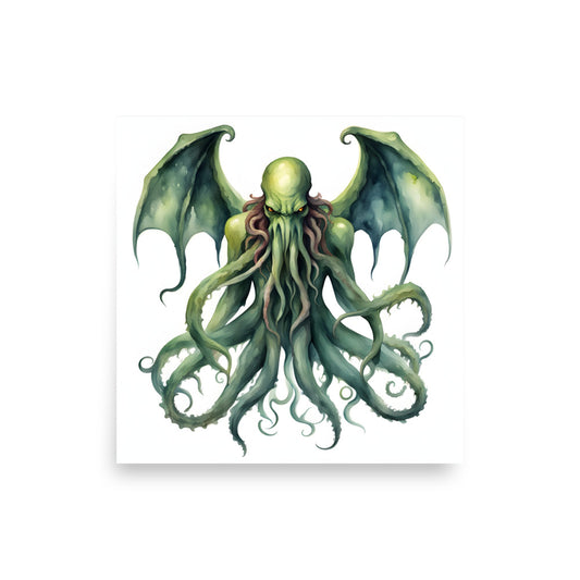 Pintura A La Acuarela De Cthulhu Póster