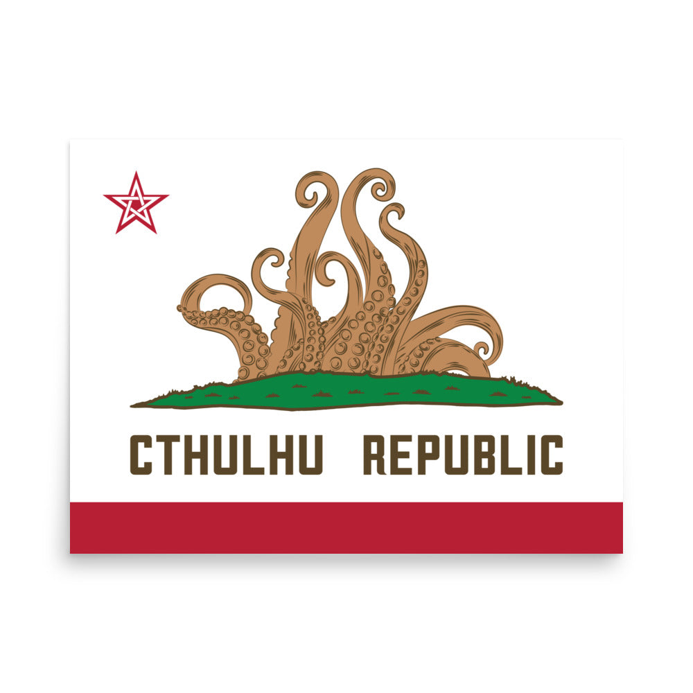 Cthulhu Republic California Flag Lovecraft Poster