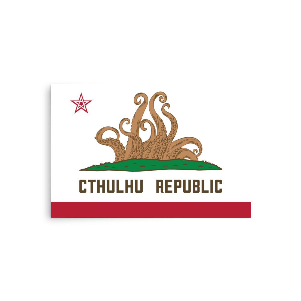 République de Cthulhu Drapeau de Californie Lovecraft Poster