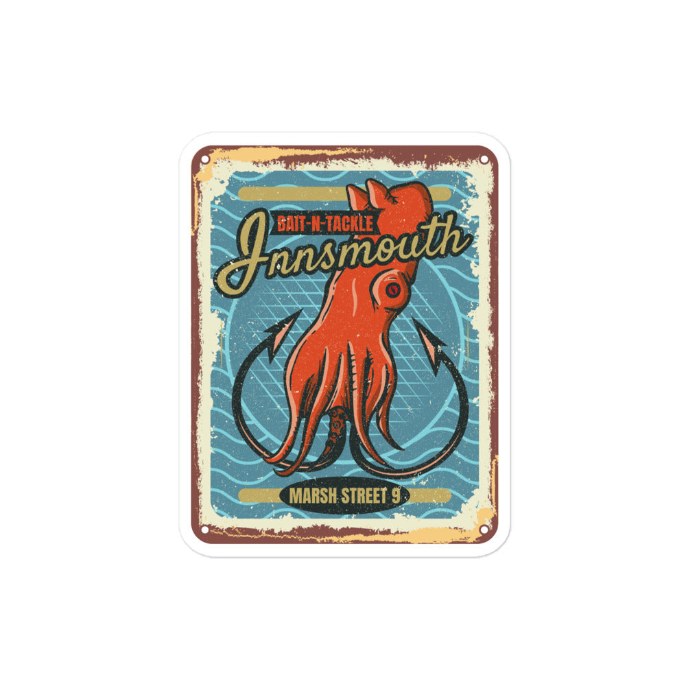 Innsmouth Bait and Tackle Fishing Lovecraft Pegatinas sin burbujas