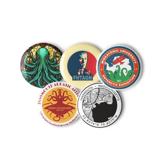 Lovecraft Innsmouth Cthulhu Set of pin buttons