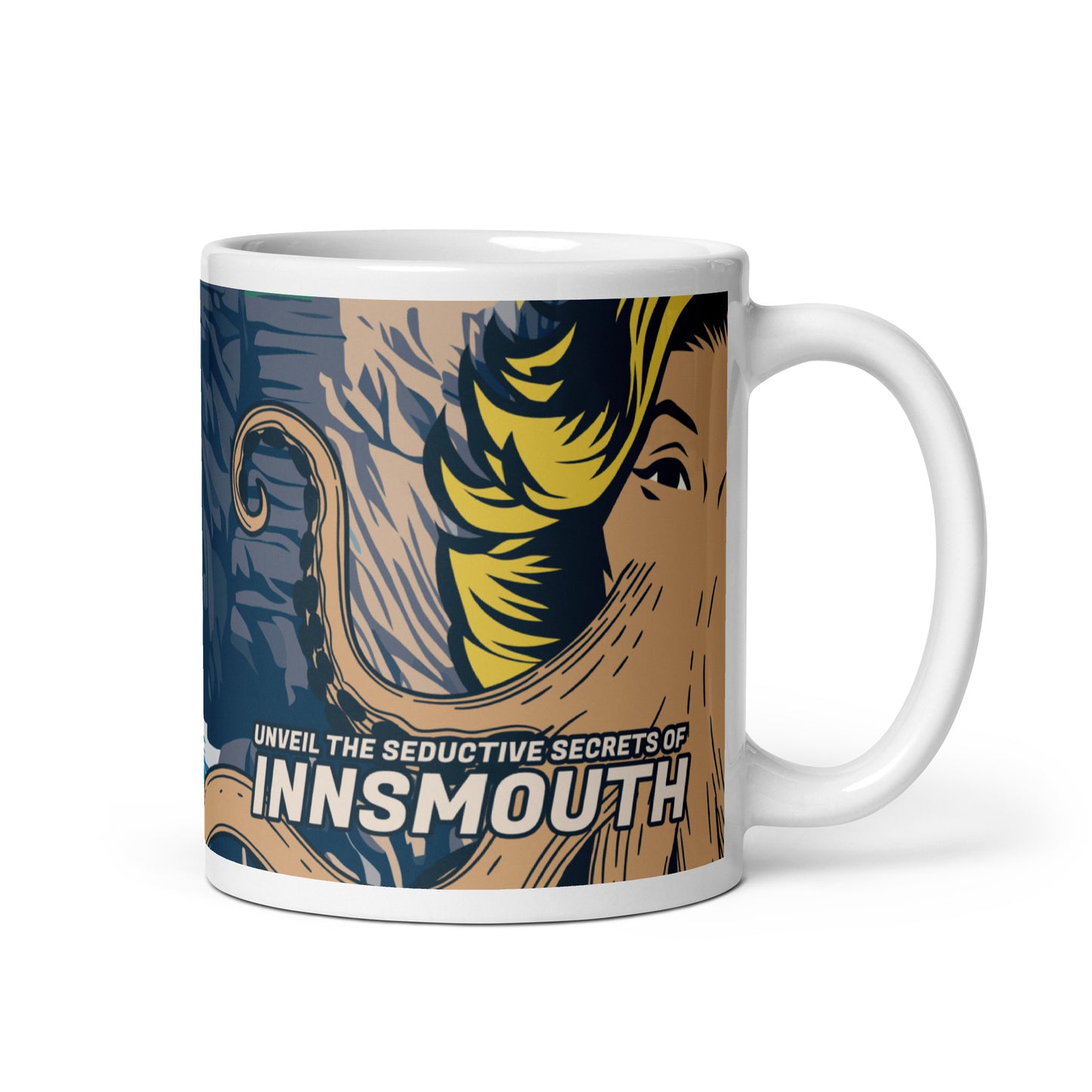 Innsmouth Woman Cthulhu Travel White glossy mug