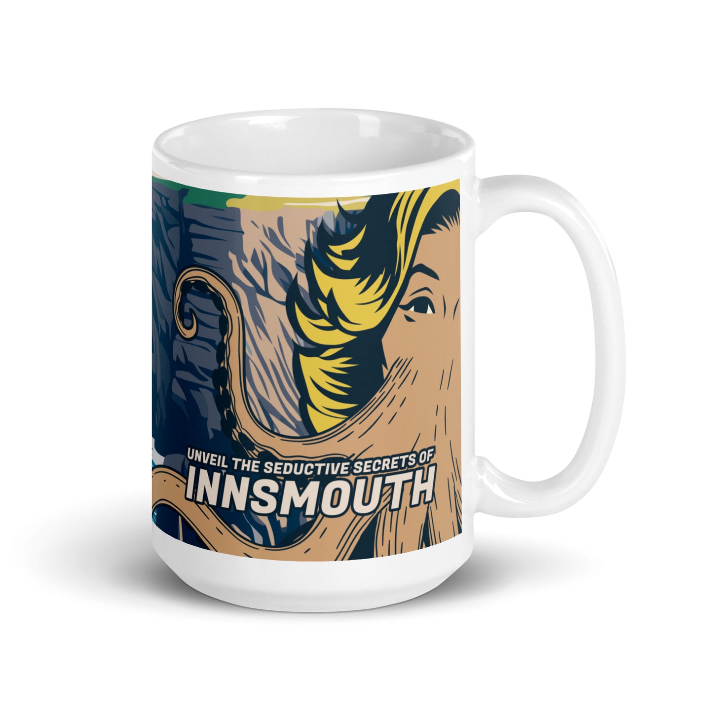 Innsmouth Woman Cthulhu Travel White glossy mug