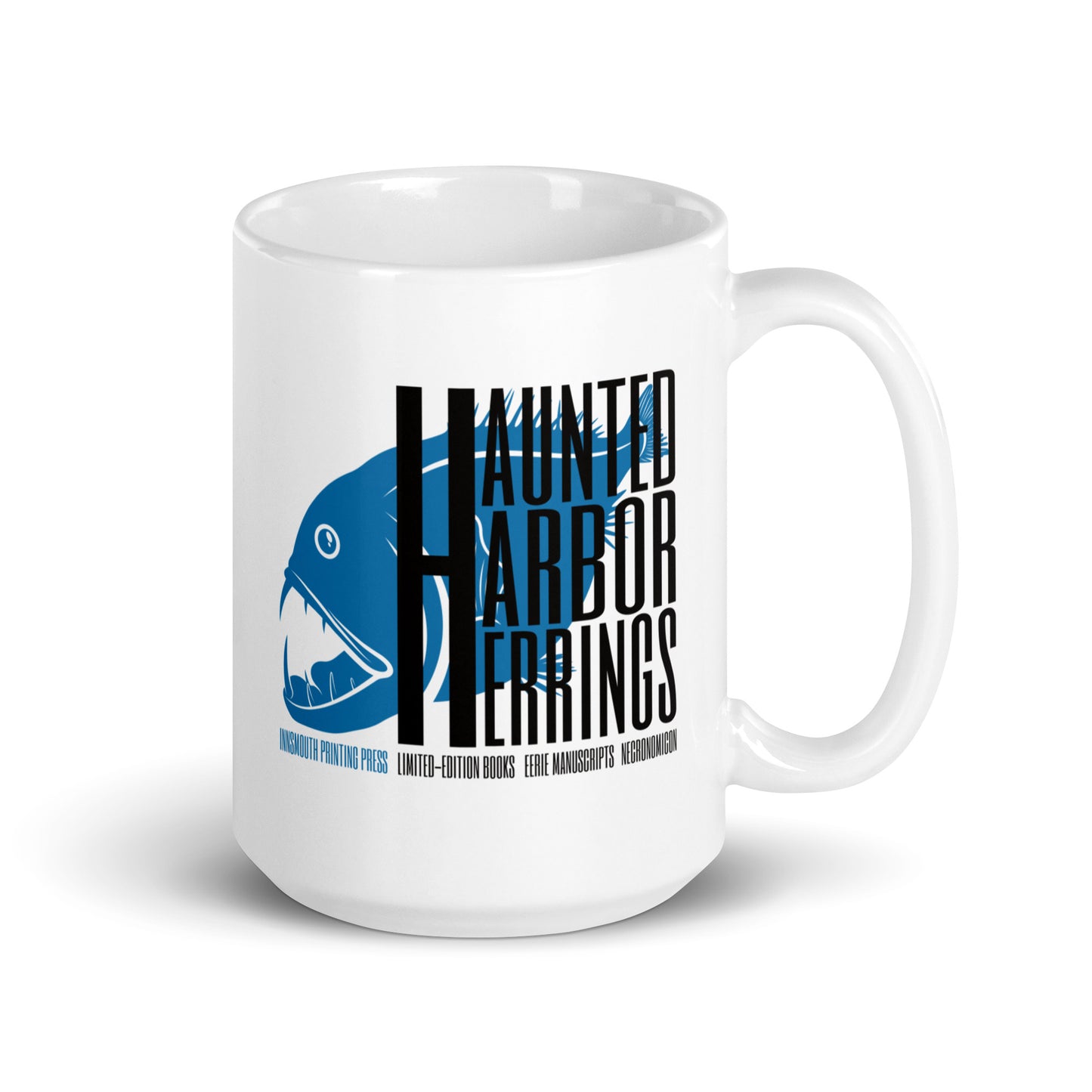 Haunted Harbor Herrings Printing Press White glossy mug